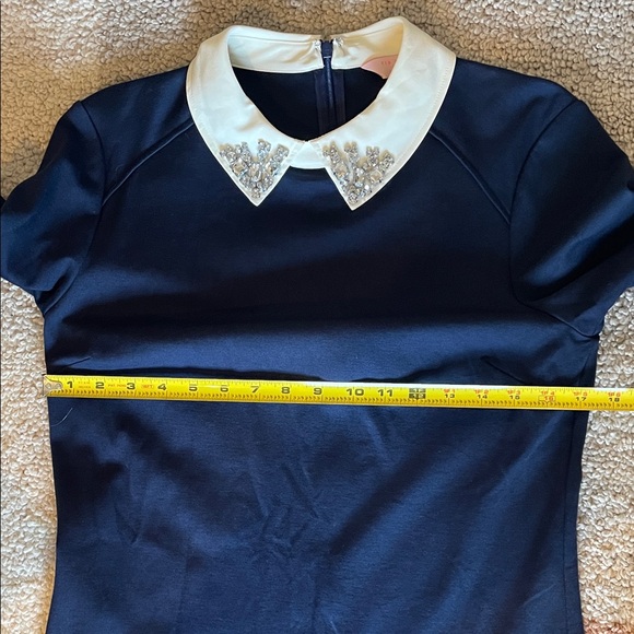 Ted Baker London UK 3 (US6-8) Navy Mini Dress Jeweled collar holiday party dress - Picture 6 of 12